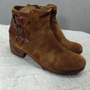 UGG Womens 9.5‎ Volta Tan Cognac Suede Leather Zip Moto Ankle Boots Steampunk